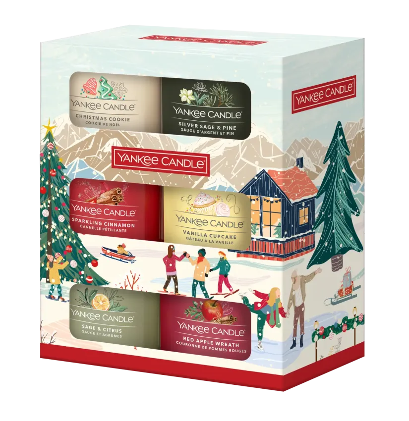 6 Glasvotivkerzen à 37g Geschenkset Christmas Classics